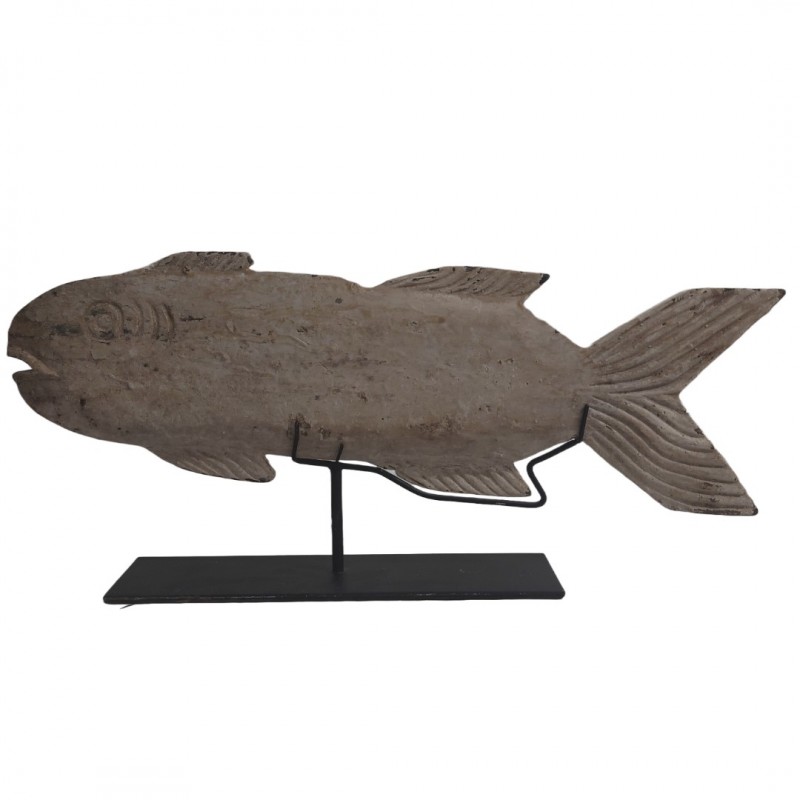 FISH ON STAND VINTAGE WHITE 51 - DECOR OBJECTS